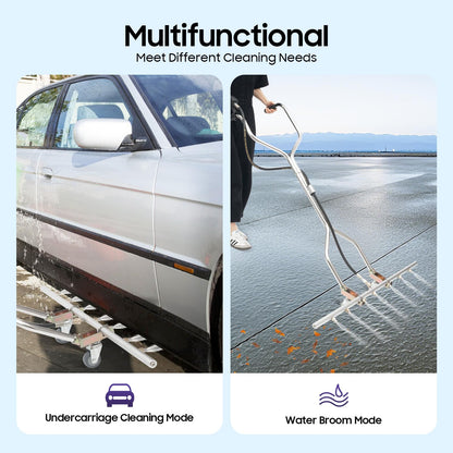 Pressure Washer Water Broom with 7 Nozzles, Stainless Steel, 39x63 Inch, 5000psi, 3/8'' Universal Interface