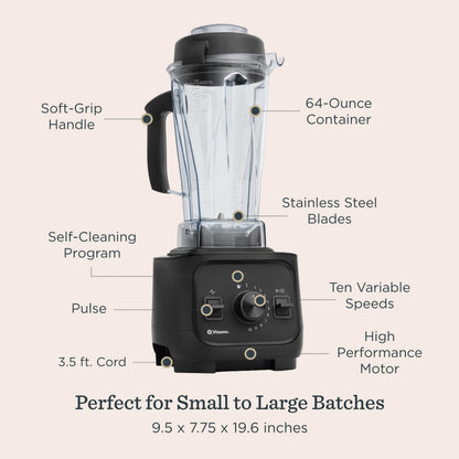 Vitamix VX1 Blender, Professional-Grade Kitchen Blender for Smoothies, Soups, Juices and More, 10-Speeds, Stainless Steel Blades, Self-Cleaning Kitchen Appliance, 64 Oz Classic Container, Black
