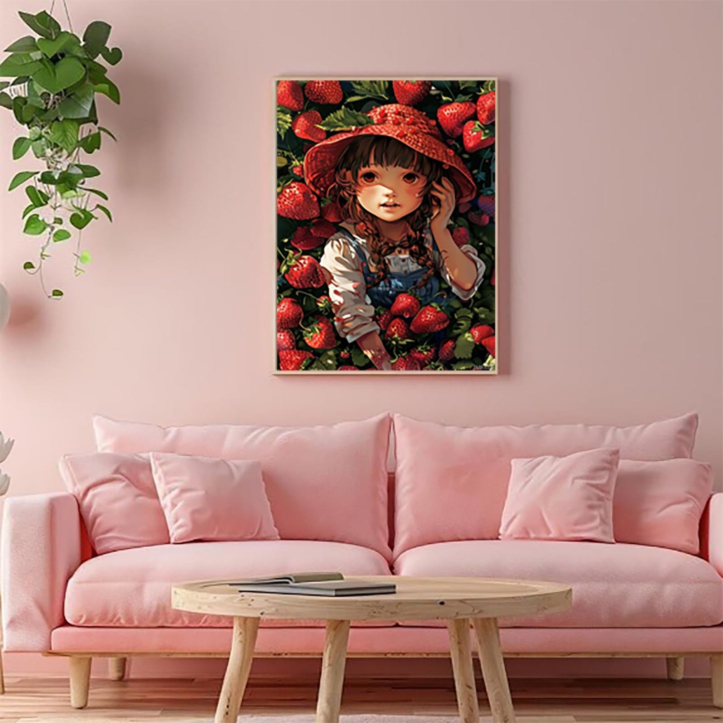 JXAVAXDE Adults Only Diamond Painting Set Strawberry Fields, Decoration for Diamond Painting Lovers, Fresh Strawberries Ideal Gift 5D Diamond Art 12x16 Inches