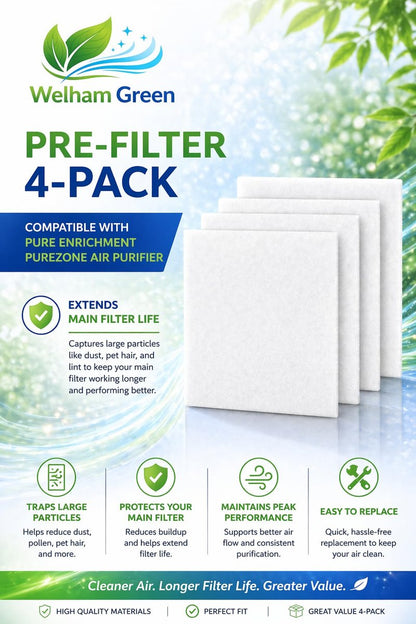 Pre-Filter 4-Pack Compatible with Pure Enrichment PureZone Air Purifier, Extends Main Filter Life