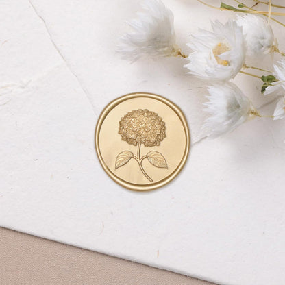 UNIQOOO Wax Seal Stickers - 3D Hydrangea Floral Wedding Invitation Envelope Seal Stickers, 50 Pcs Self- Adhesive Light Gold Stickers, Perfect for Invitation, Christmas, Gift Wrapping