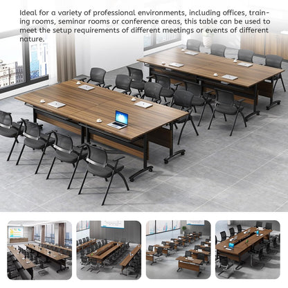 Folding Conference Tables,Flip Top Conference Room Tables,55.1 Inches Mobile Training Table with Silent Wheels,Modern Foldable Modular Boardroom Meeting Seminar Table for Office Classroom, 6 Pack