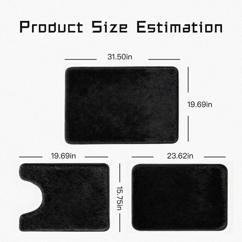 DHSUN Bathroom Rugs Sets 3 Piece, Plush Absorbent Microfiber Non-Slip Bathmat,Coral Fleece,U-Shaped Toilet mat, Bathroom mat, Bath, Shower