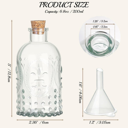 TBWIND 12 Pack 6oz Glass Bottles with Cork Stoppers, 200ml Clear Glass Liquor Bottles for Vanilla Extract, Infusions, Homemade Spirits, Wedding Favors & DIY Crafts