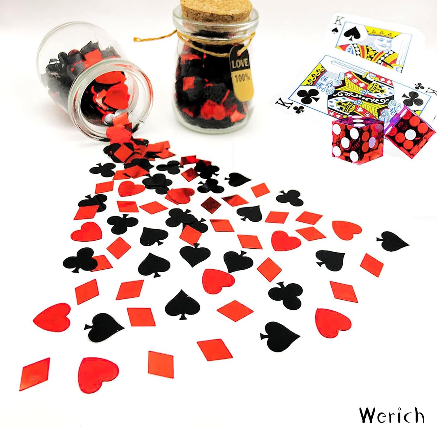 Werich Casino Poker Confetti, Metallic Foil Table Scatters for Party Decorations, Wedding, Birthday