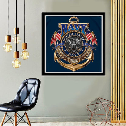 DIYPAINTING DIY 5D Diamond Art Painting by Number Kits for Adults Navy 16X16 inches Full Round Drill Rhinestone Embroidery for Wall Decoration