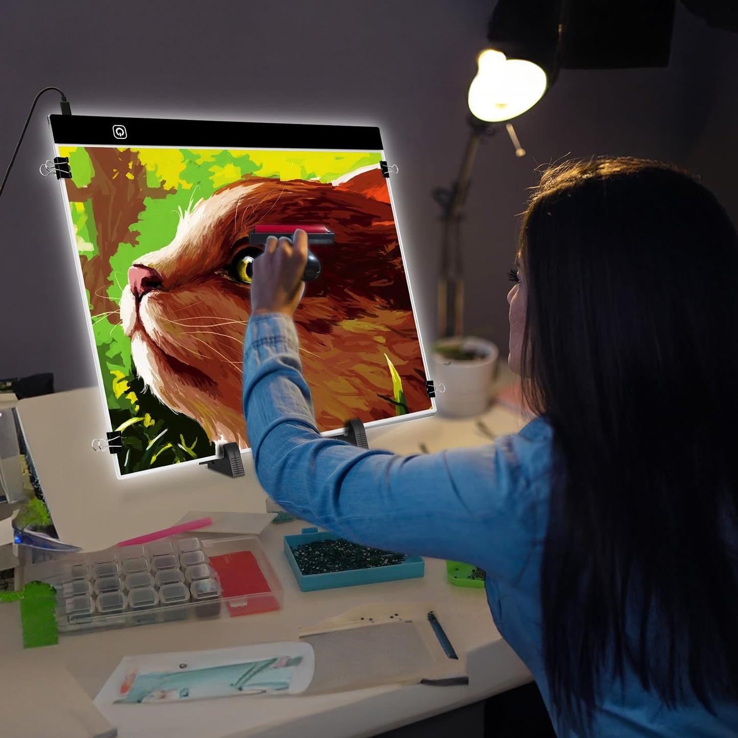 Funshot A3 Led Light Pad Tracing Light Box with USB Power Cable and 4 Fasten Clips,3 Levels of Brightness,Diamond Art Light Board,Sketching,Painting, Sketching,Tracing