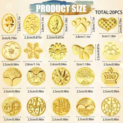 30Pcs Wax Seal Stamp Kit,Vintage Classic Sealing Wax Stamp Heads with Wooden Handle & Metal Wax Seal Molds, with Envelope Greeting Card, for Gift Wrapping,Wedding, Party Invitations & Wine Packaging