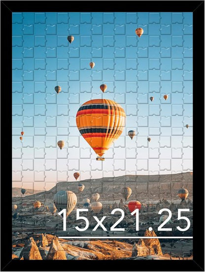 JCJMY Puzzles Frame - Black Wall Hanging for 15x21.25" Photos & Canvas | Shatter-Resistant Plexiglass