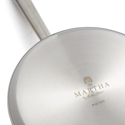 Martha by Martha Stewart 3-Quart Triply Stainless Steel Low Saucepan w/Lid