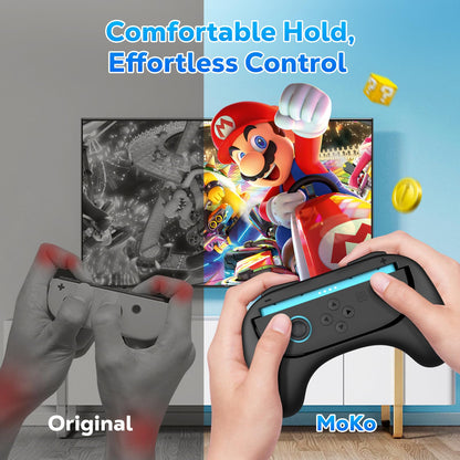 MoKo Hand Grips for Nintendo Switch 2 Joy-Con, Ergonomic Joy-Con Controller Accessories for Switch 2 2025, Slip and Wear-Resistant Comfort Handles, Black, 2 Pack
