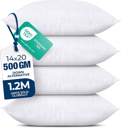 Utopia Bedding Throw Pillows - Set of 4 Fluffy Down Alternative Decorative Pillows | 14 x 20 Inches, White