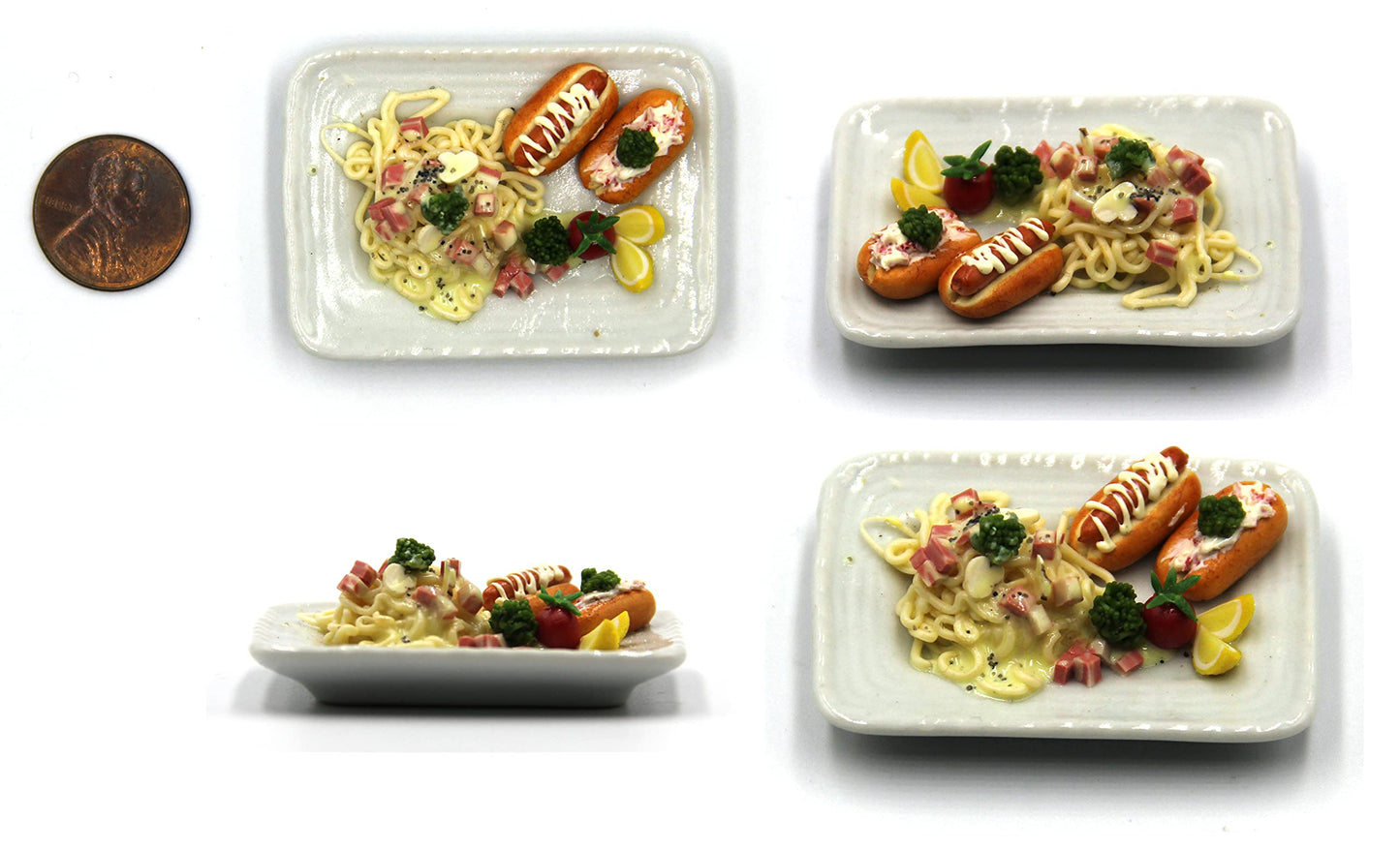 Lovely Mixed 5 Assorted Grilled, Steak, with Appetizer Dish Dollhouse Miniature Food, Tiny Food for Collectibles, Compatible with Barbie Dollhouse and Diorama Scale 1:6, 1/6