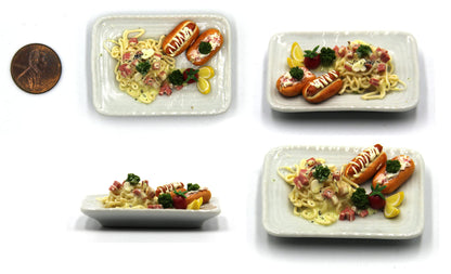 Lovely Mixed 5 Assorted Grilled, Steak, with Appetizer Dish Dollhouse Miniature Food, Tiny Food for Collectibles, Compatible with Barbie Dollhouse and Diorama Scale 1:6, 1/6