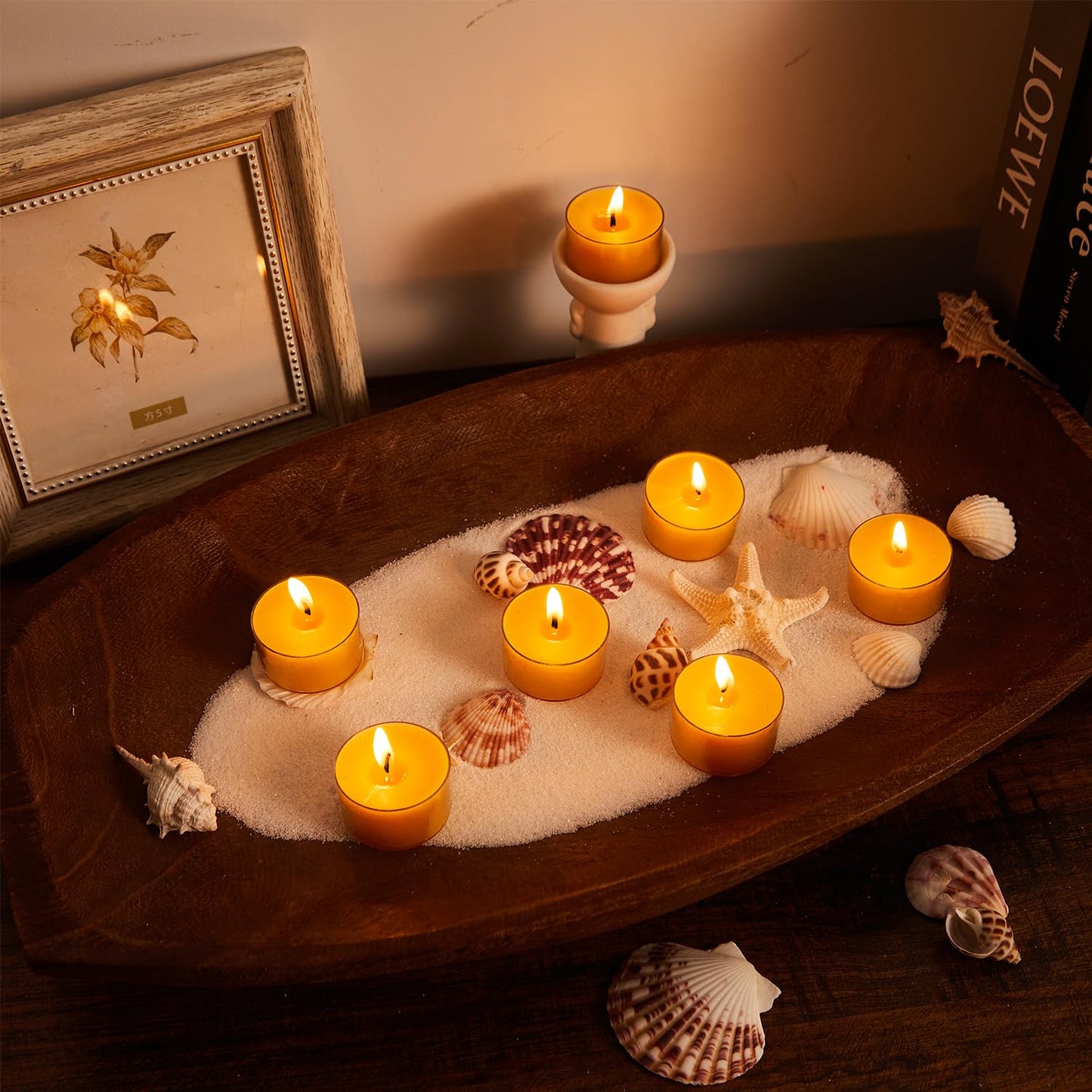 Ashlux 6 Hours Beeswax Tealights Candles, 48 Packs Pure Beeswax Tea Lights
