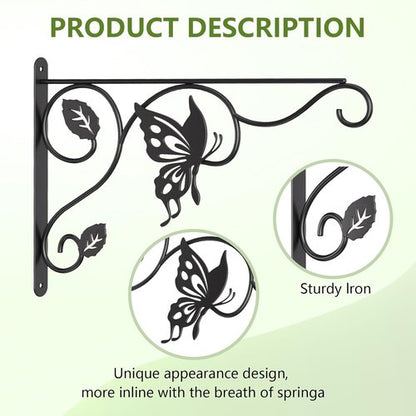 Heavy Duty Plant Hooks by [Brand Name] - 12 Inch Metal Wall Hangers for Indoor/Outdoor Use | Sturdy Bracket for Bird Feeders, Planters, Lanterns, Wind Chimes - Black