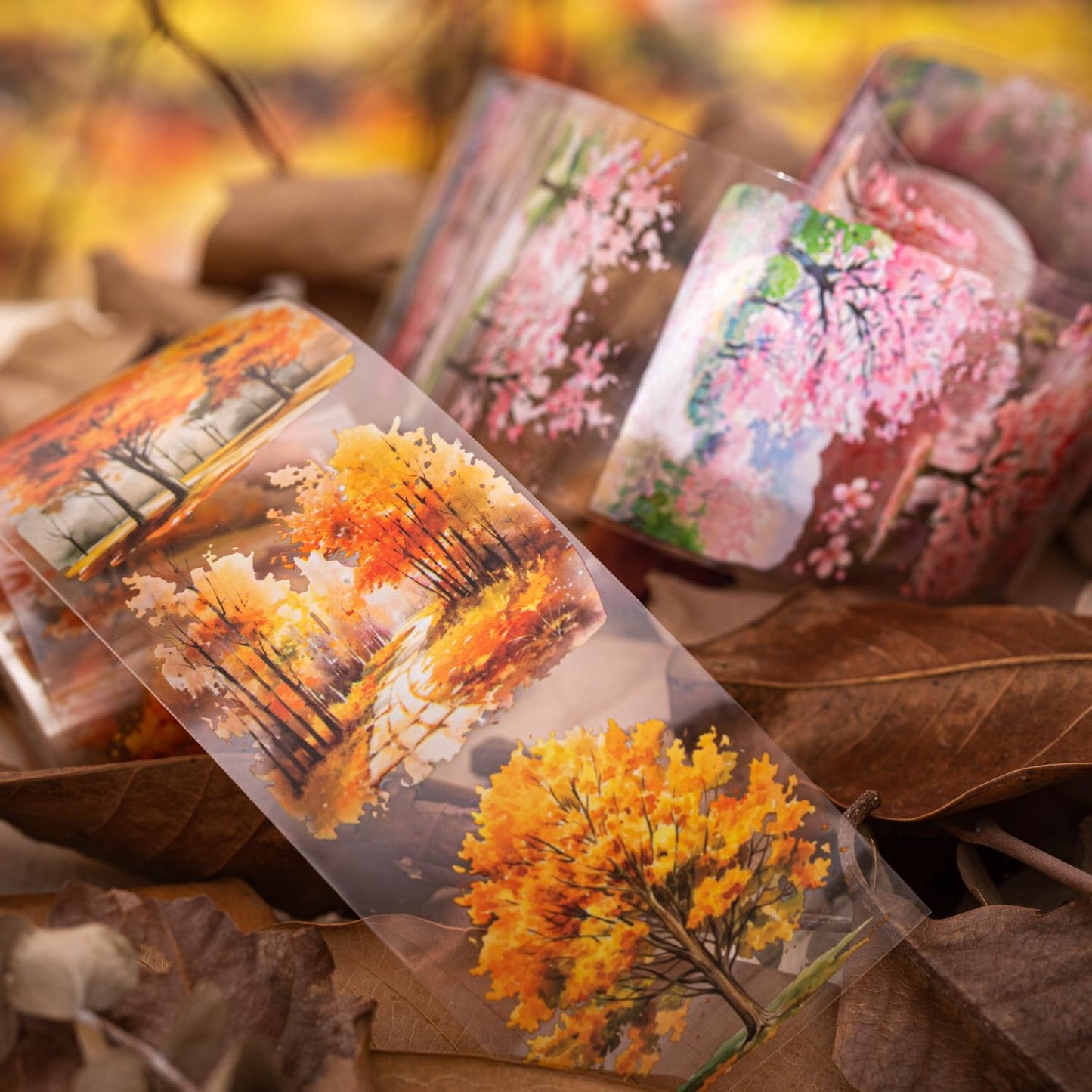 MisKepaa Scrapbook Nature Stickers Set,6 Rolls PET Plant Tape Stickers for Journaling,Forest Washi Tape for Junk Journal Supplies,Scrapbooking,DIY Craft,Photo Frame(Forest)