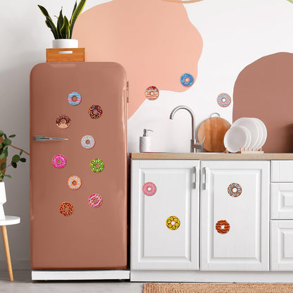 Xuhal 16 Pcs Diamond Painting Magnets DIY Diamond Painting Kits for Gem Art Magnet Refrigerator Stickers for Beginners Adults DIY Crafts Home Decors Party Birthday Gifts(Donut)