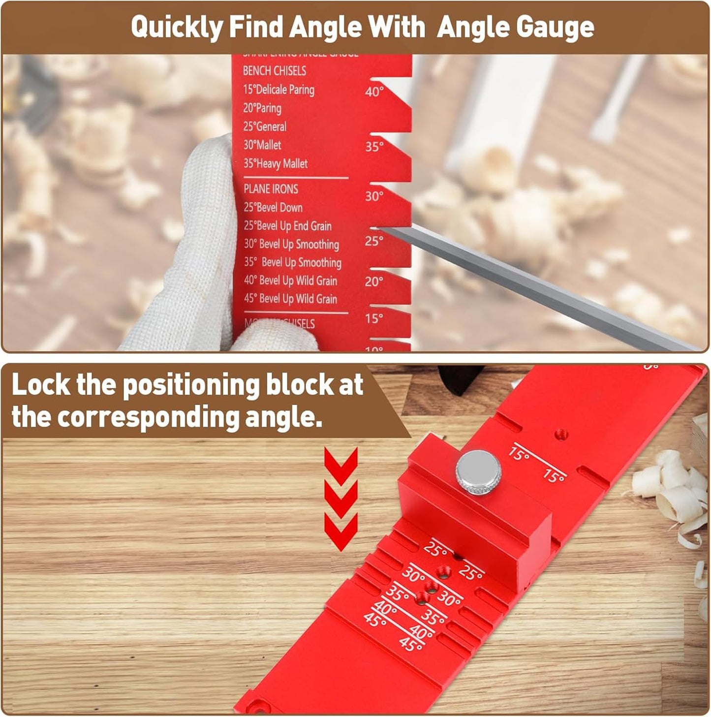 Chisel Sharpening Jig, Wood Honing Guide for Chisels and Planes Width 0.1" to 2.8" with Sharpening Angle Fixture, Angle Gauge from 10° to 45°(With 2 Sharpening Stones)