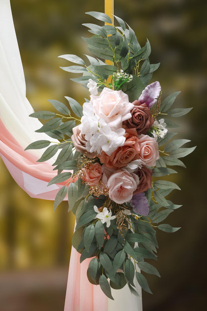 Xiomot Wedding Arch Flowers and Drape Kit (Pack of 4), 2pcs Hanging Flower Arrangement Ivory & Blush Draping Fabric Arch Decorations for Wedding Ceremony Reception