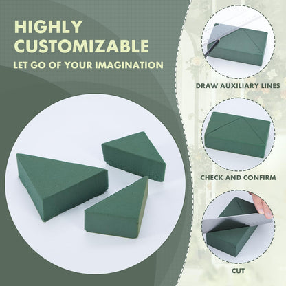 GNRZZT 10 PCS Floral Foam Blocks, 5.5"L x 3.1"W x 1.7"H Green Dry & Wet Flower Foam for Fresh and Artificial Flowers, Plant Foam for Wedding, Birthdays, Pary, Home Decorations