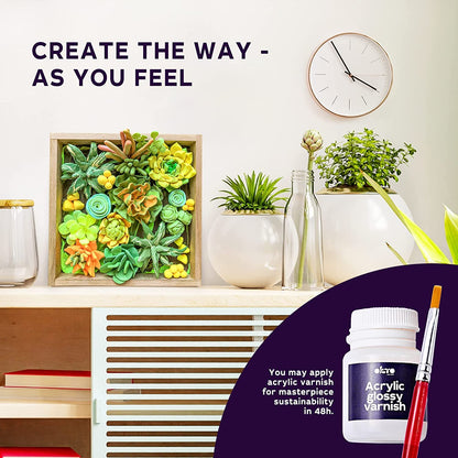 Art Kit Energy | Succulents Art Set 3D for Home Wall Decor | Craft Kits for Adults and Teen | Craft Box with Modeling Clay for Succulents | Hobby Kits Succulent DIY Kits