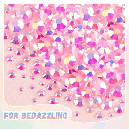 30000Pcs Resin Light Pink AB Rhinestones for Bedazzling Crafting with b7000 Jewelry Glue, Bulk Flatback Gems Bedazzler Kit for Crafts Clothes Shoes Fabric Nail Diamond Art, Assorted Size 2/3/4/5/6mm
