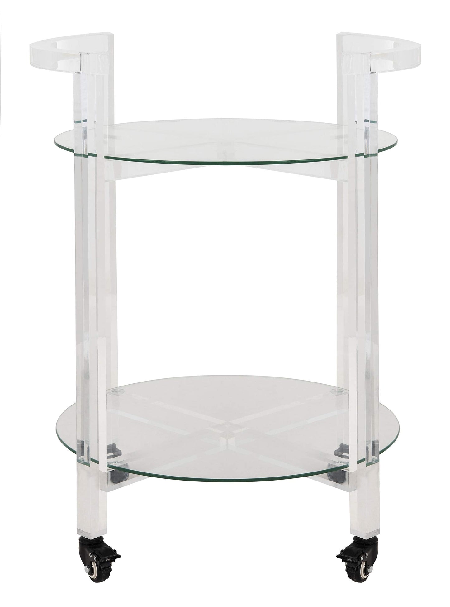 Safavieh Couture Home Jules Glam Clear Acrylic Glass Top 2-tier Bar Cart with Wheels