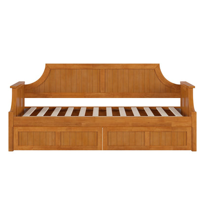 AFI, Cambridge Twin Size Wood Daybed Frame with 2 Storage Drawers, Light Toffee