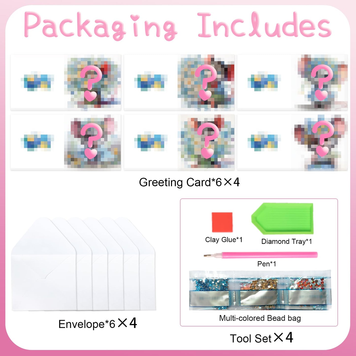 Focart 24 Pack Diamond Painting Greeting Cards, Random Diamond Art Kits Special Shape Drill DIY Handcraft for Relatives and Friends with Wishes, Unique Design Crafting for Birthday Holiday Cards