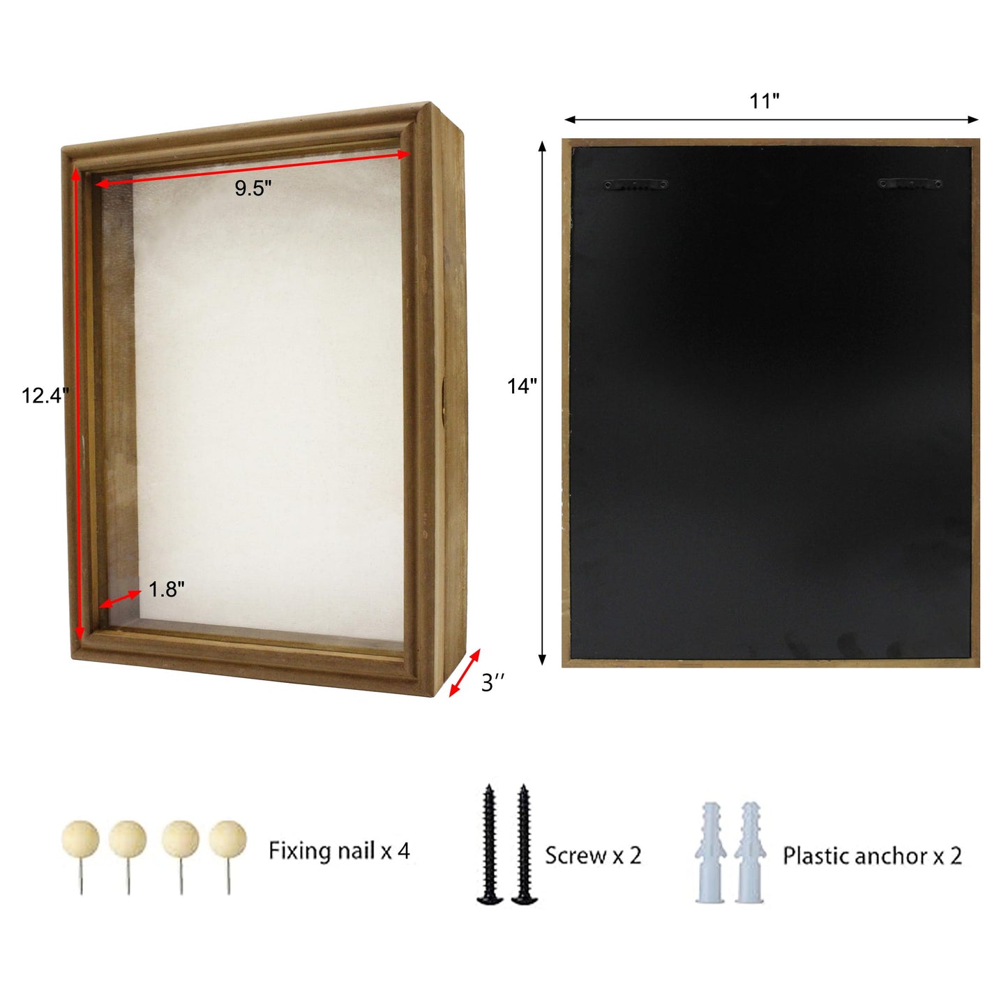ZNCO Shadow Box Frame, Solid Wood Display Cases Memory Box with Linen Back for Keepsakes, Photos, Medals. 11 x 14 Inch, Distressed Brown