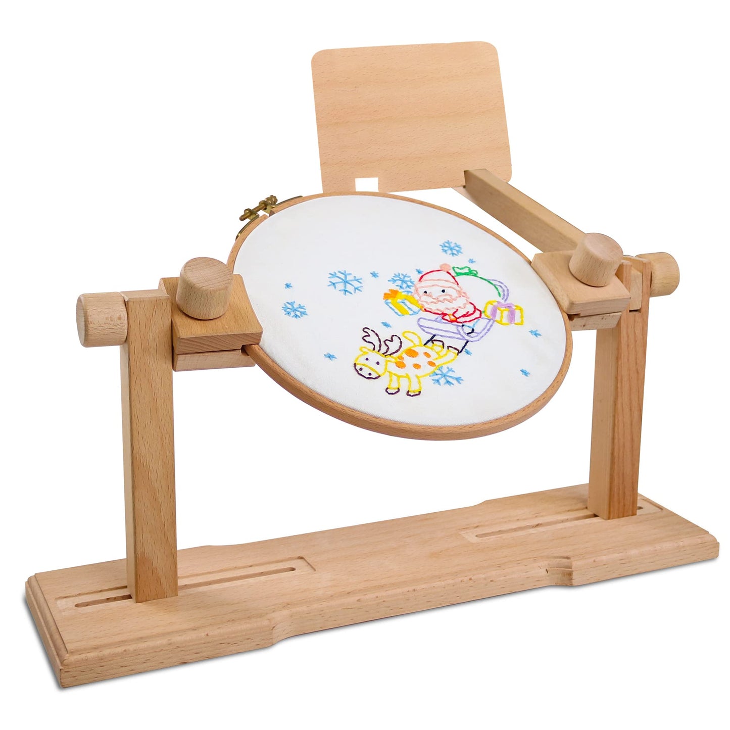 Embroidery Hoop Stand - Size Adjustable Cross Stitch Table Stand, Rotated Wooden Needlepoint Hoop Holder Stand for Sewing Craft Supplies