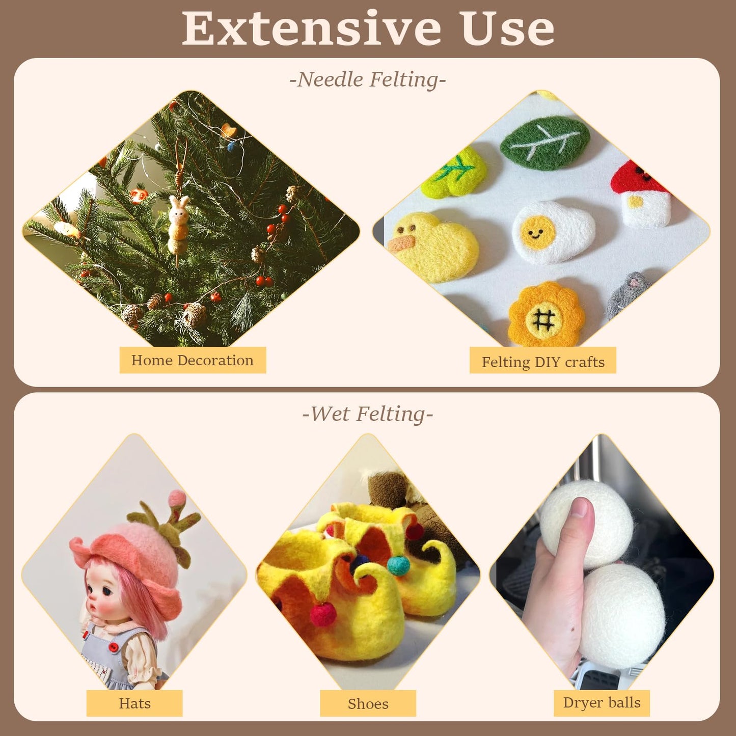 ZXIIXZ Needle Felting Kit, 24 Colors Felting Wool Kit with Felt Bag, Felting Needles, Pad, Felting Wool Bulk for DIY Needle Felting Beginner with Step by Step Instructions