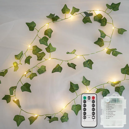13.1ft 40 suddus Vine with Fairy Lights Battery Operated, LED Ivy String Light with Remote, Leaf Lights for Bedroom