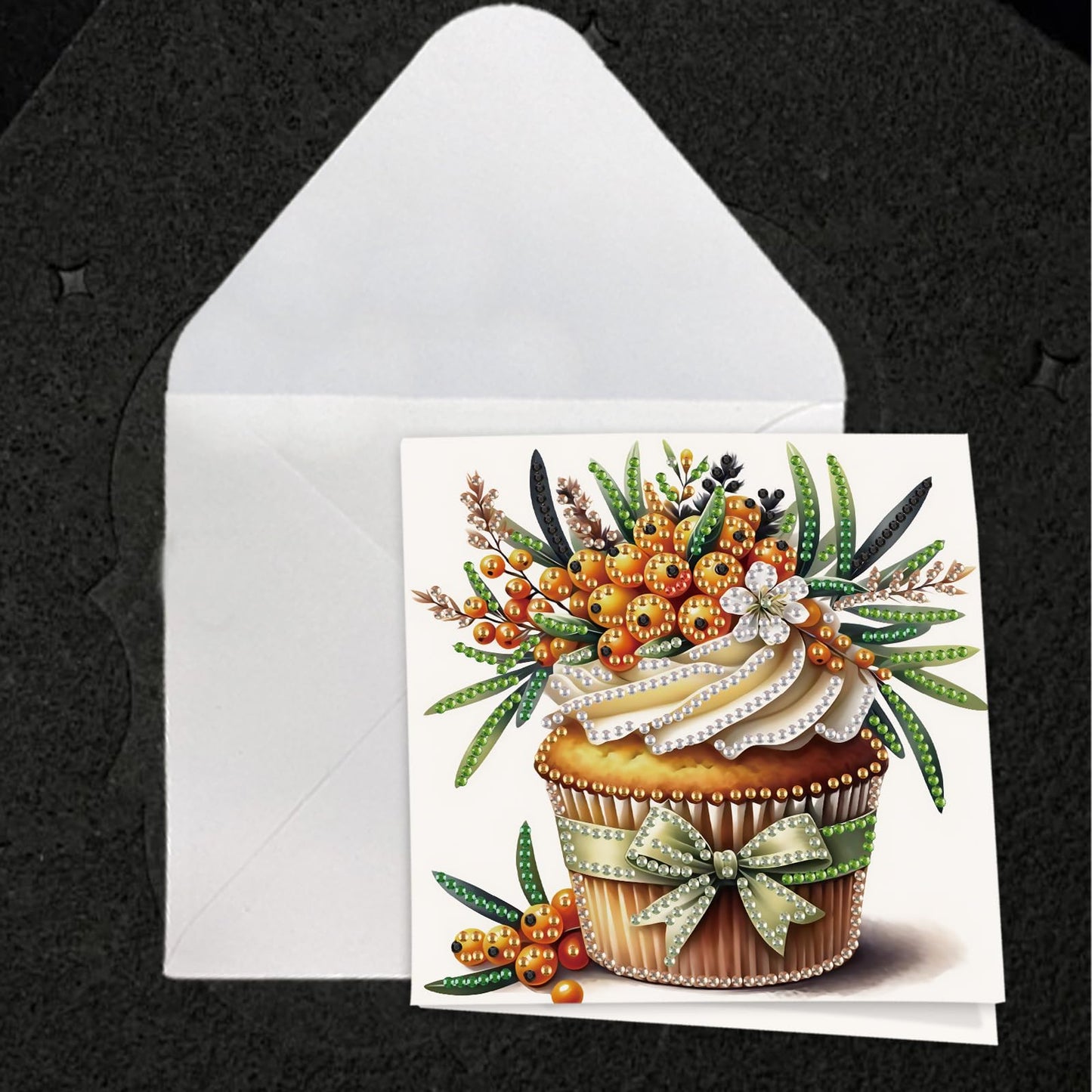 JISHSHAY 6 PCS Cupcake Diamond Painting Greeting Cards Cake Diamond Art Birthday Cards with Envelopes Gem Art Mosaic Kits for Adults, for Anniversary Valentine Thank You Graduation All-Occasion