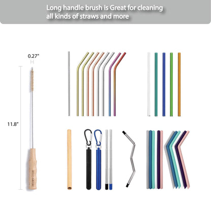 4 Pcs Bamboo Bottle Brush Set by HELLO NATURE – Long Handle Cleaning Brushes for Water Bottles, Baby Bottles & Glassware, Sustainable & Plastic-Free