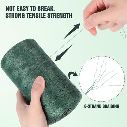 1Roll Braided Nylon Twine: 6-Strand Fishing Net Repair Rope for Outdoor Camping Marine Binding (Dark Green‌)