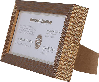 Space Art Deco, 4x9 Gold Textured Frame for Business License/Certificates, Tempered Glass, 1-Pack