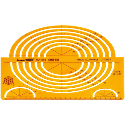 Large Oval Template Ruler,Geometric Drawing Template,Plastic Drafting Stencils Measuring Tools for Office and School, Building Formwork, Drawings Drafting(1pcs,No.4352)
