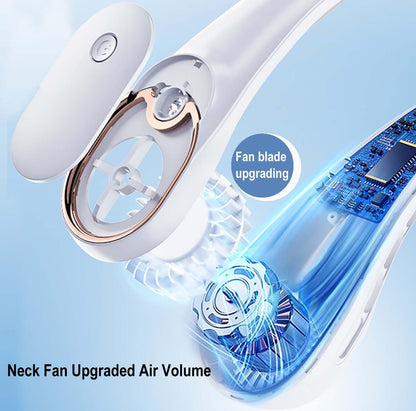 Portable Bladeless Neck Fan - USB Rechargeable 4000mAh Battery Operated, 360° Cooling for Women and Men