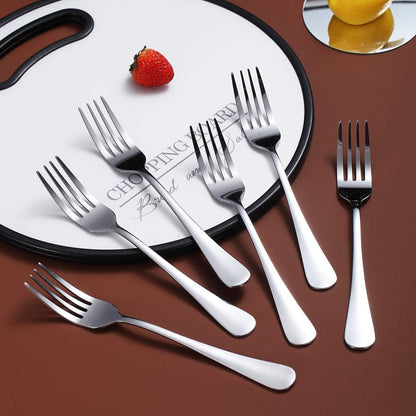 Dinner Forks Set of 6, Berglander 7.9" Stainless Steel Shiny Mirror Fork Set, Sturdy and Dishwasher Safe