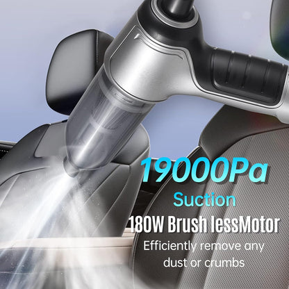 Cordless Handheld Car Vacuum Cleaner, 19000PA Rechargeable Mini Vacuum and Blower, 3-in-1 Powerful Suction, Washable