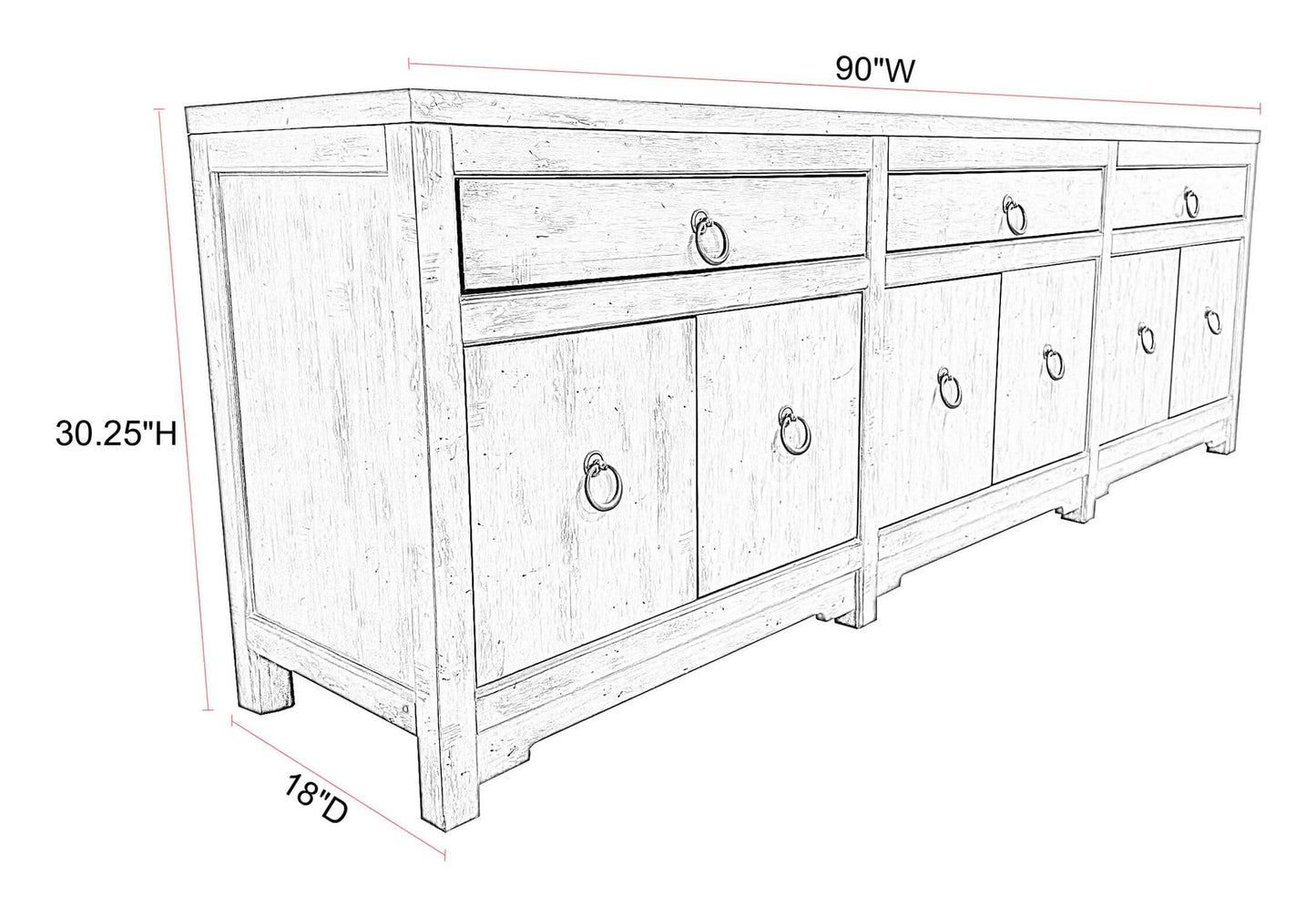 Parker House Edinburg Driftwood 90" Console