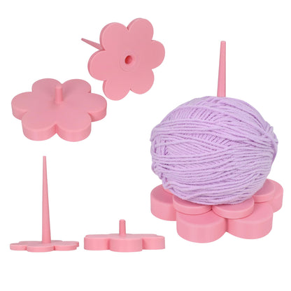 3D Printed Flower Yarn Holder for Crocheting & Knitting | Pink Yarn Spinner with Smooth Bearing | Tangle-Free Yarn Ball Dispenser Stand | Handmade Craft Gift for Women, Yarn Lovers