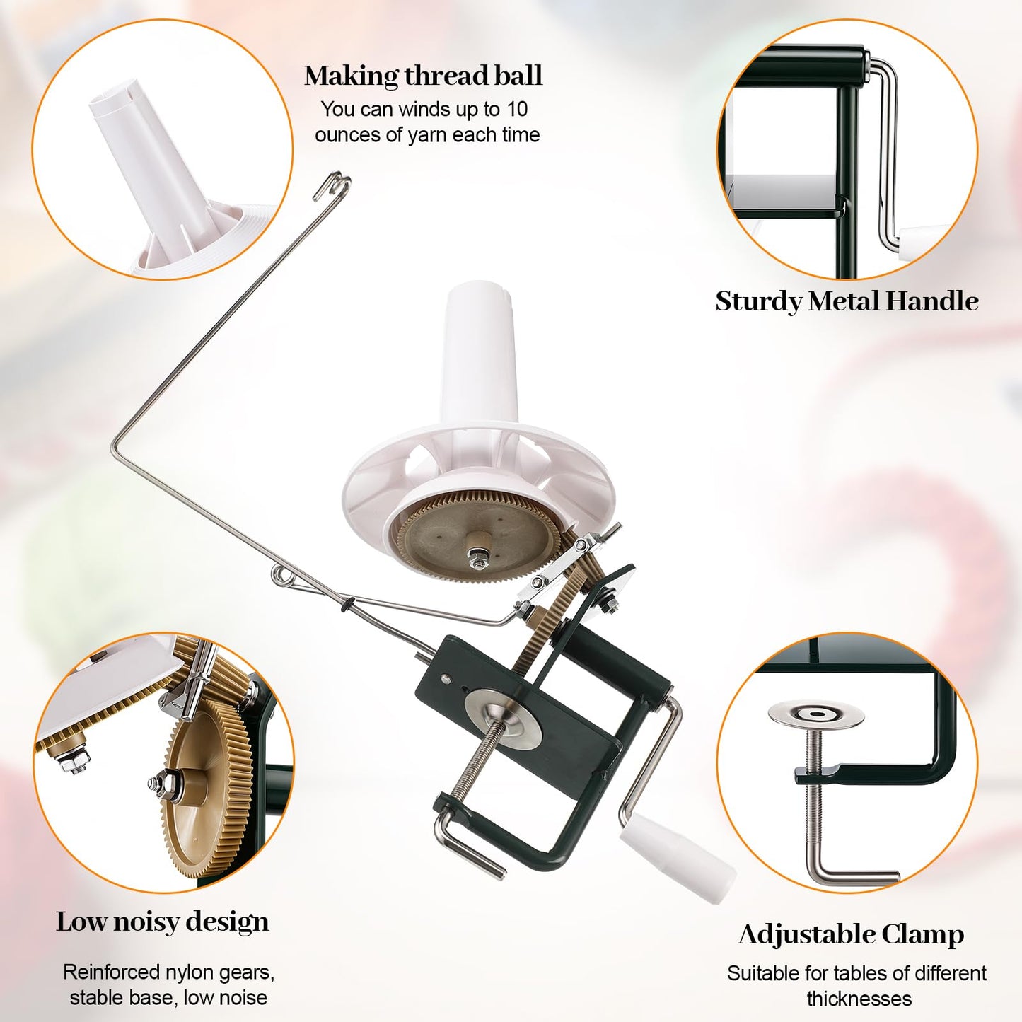 Lasnten Large Capacity Yarn Winder Swift Hand Operated Cake with Thread Cutter Scissor Wooden Yarn Swift for Crocheting Spinner Arts Crafts Knitting Accessories