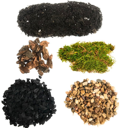 DIY Terrarium and Succulent Planter Kit | Includes Organic Soil Mix, Hoffman Charcoal, Orchid Bark, Decorative Gravel and Sheet Moss (Small DIY Soil Kit)