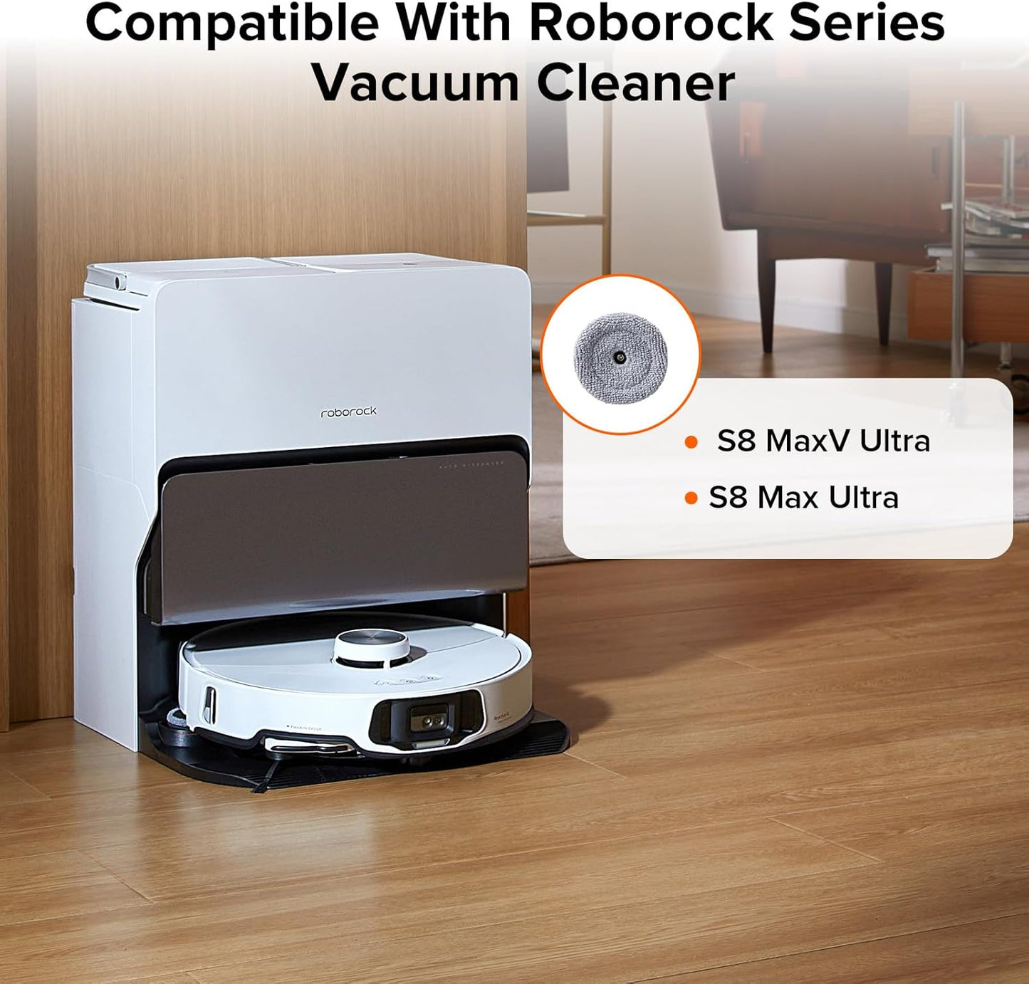 roborock 2 Pack Microfiber Mop Cloths for S8 MaxV Ultra, S8 Max Ultra Robot Vacuum Cleaner Accessories