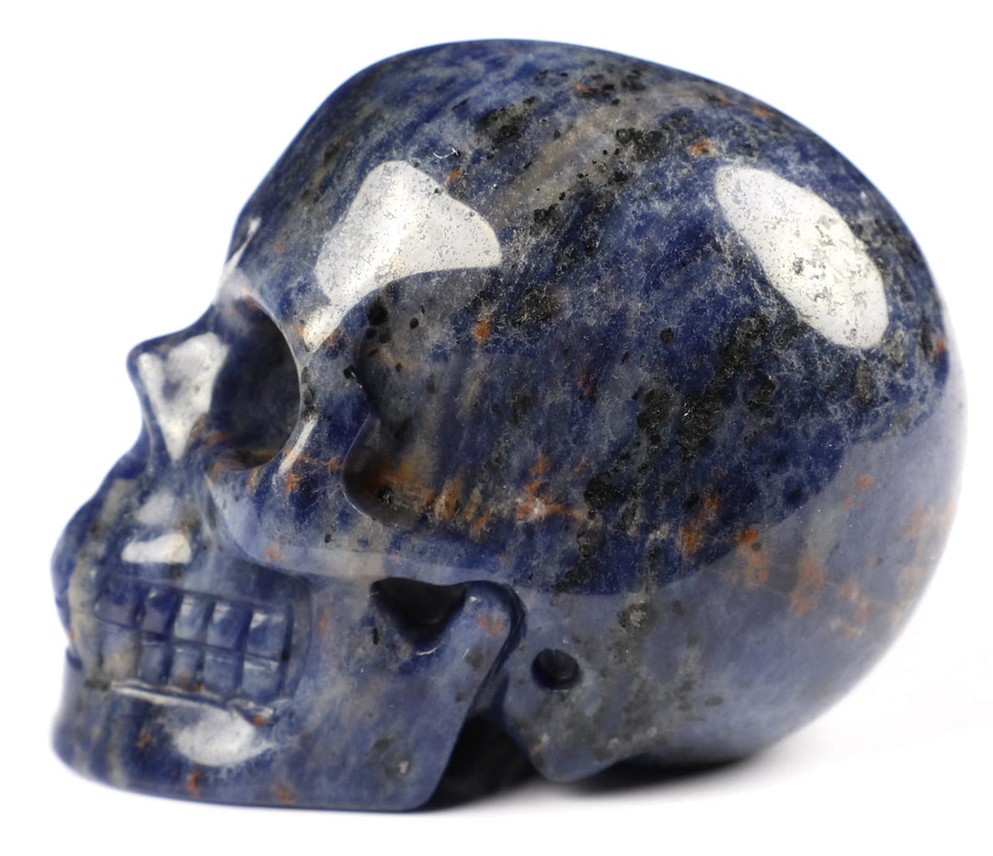 Skullis 2.0" Sodalite Crystal Skull, Hand Carved Gemstone Fine Art Sculpture, Reiki Healing Stone Statue.1380