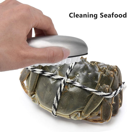 Ergonomic 304 Stainless Steel Cleaning Brush - Fruit & Vegetable Scrubber for Kitchen Hygiene