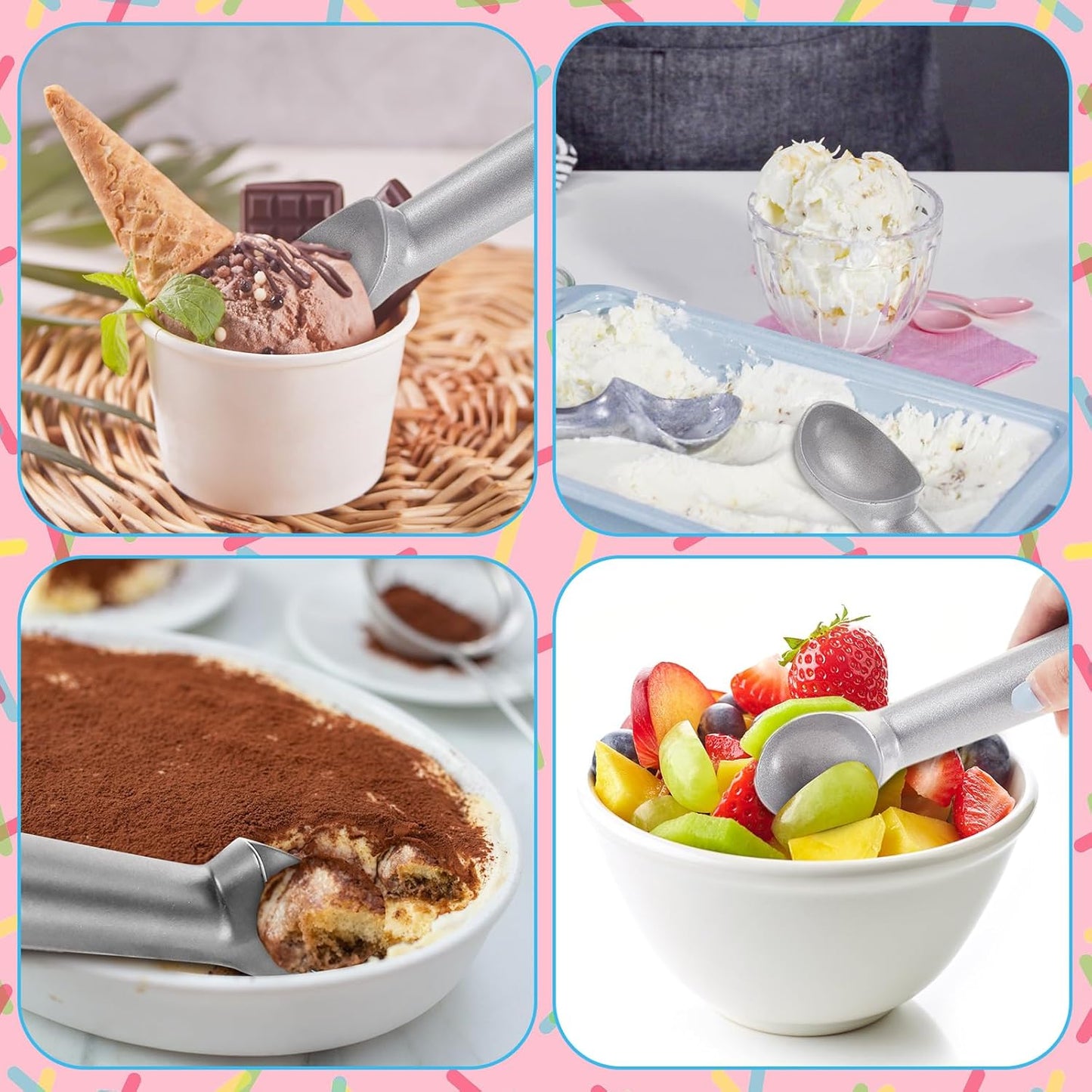 16 7 Inch Frozen Gejoy Pcs Ice Cream Scoop Nonstick Anti Freeze Ice Cream Scooper Aluminum Design Dessert Spoon